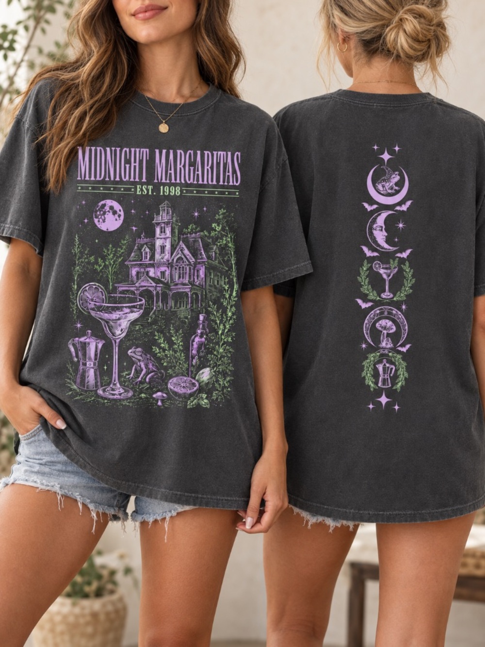 Midnight Margaritas Halloween Graphic T-Shirt Practical Magic Witchy Tee